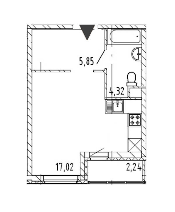 Квартира студия 27.19 м², 2/17 эт., ЖК «Новые горизонты 2»